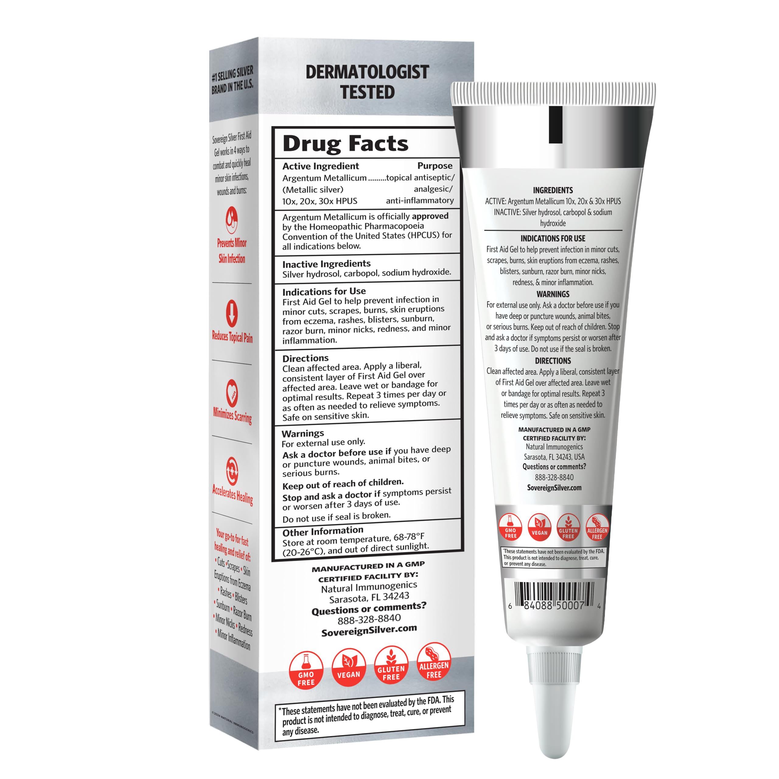 Sovereign Silver First Aid Gel ideal for burns, scrapes, skin irritations