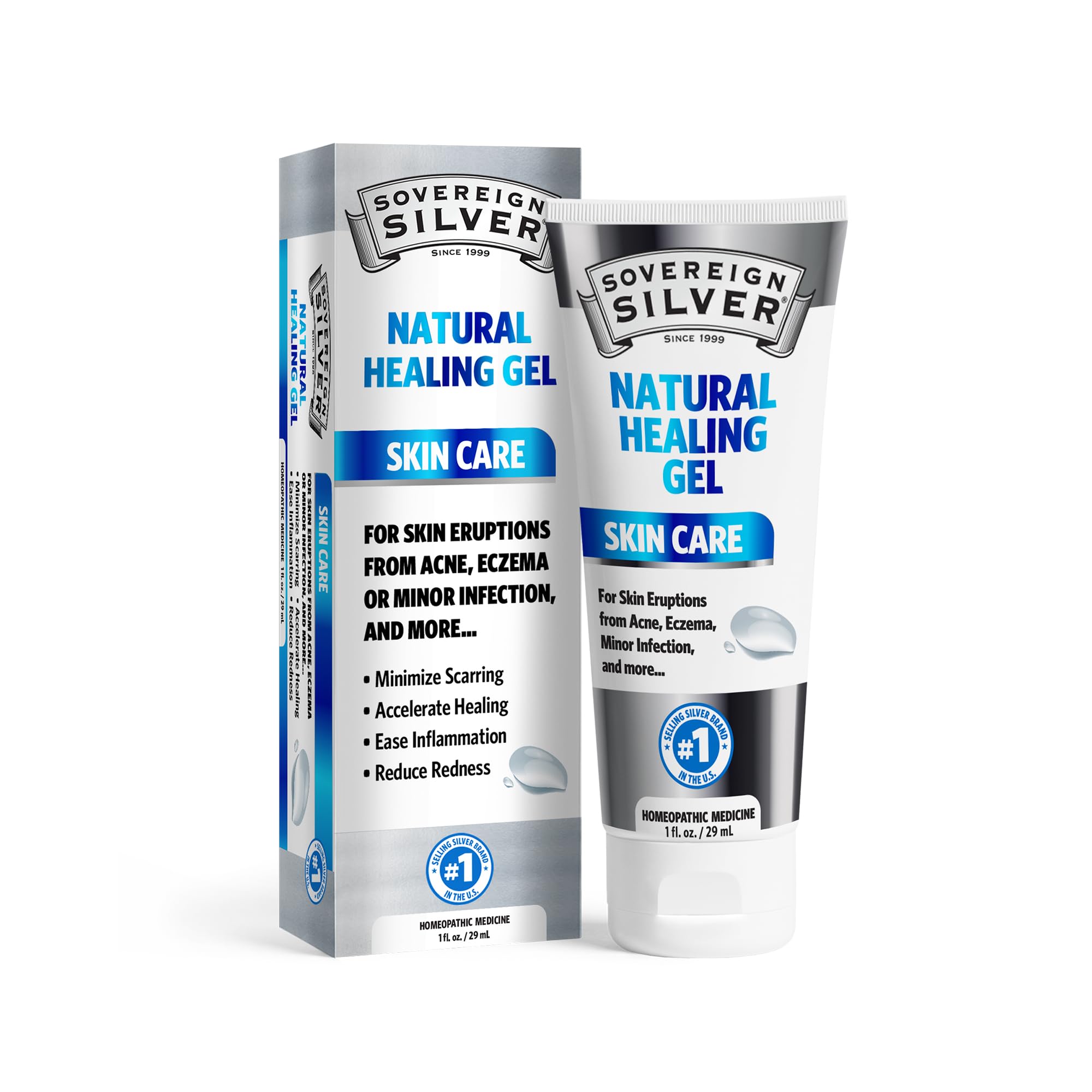 Sovereign Silver Gel bottle 1oz close-up for travel-friendly skin care.