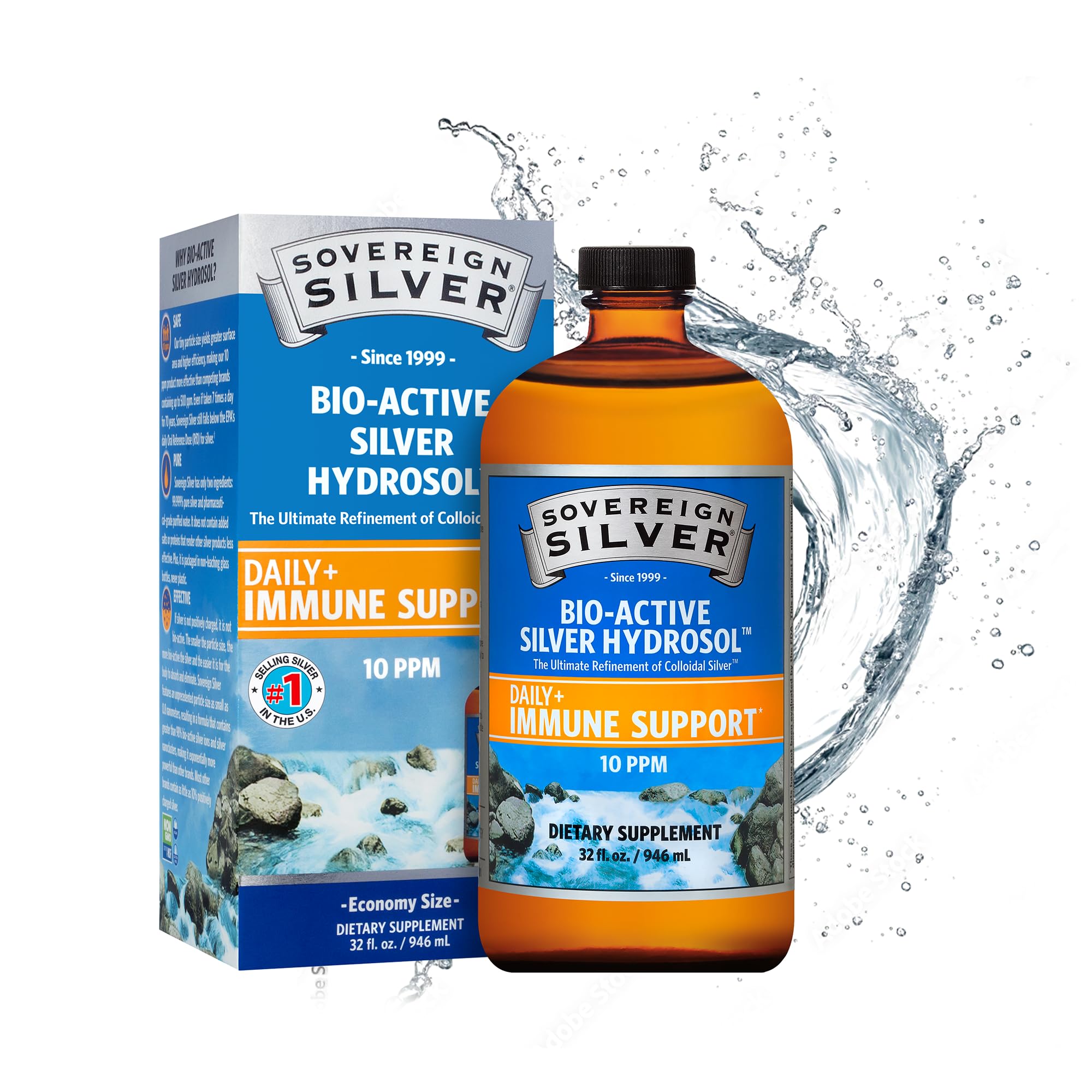 Sovereign Silver immune bottle pour enables quick daily use for wellness rituals.