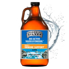 Sovereign Silver immune-support bottle pour for daily wellness