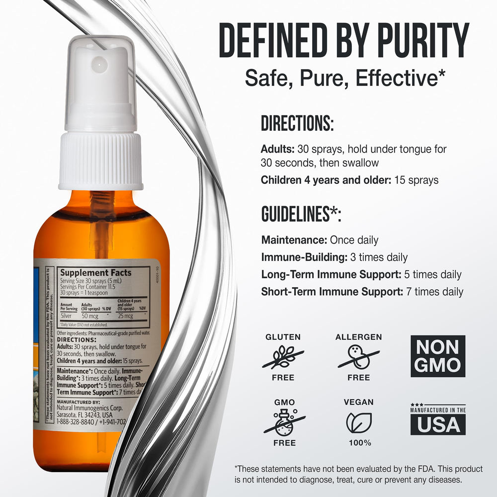 Sovereign Silver label closeup with product details and safety cues