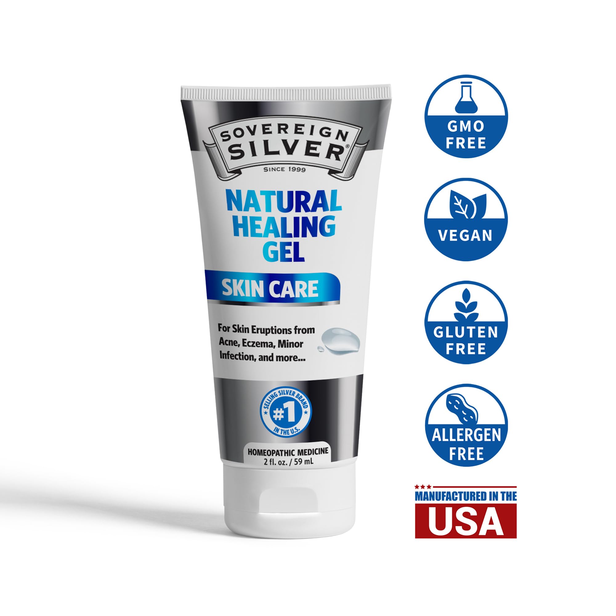 Sovereign Silver healing gel tube opened for daily application.