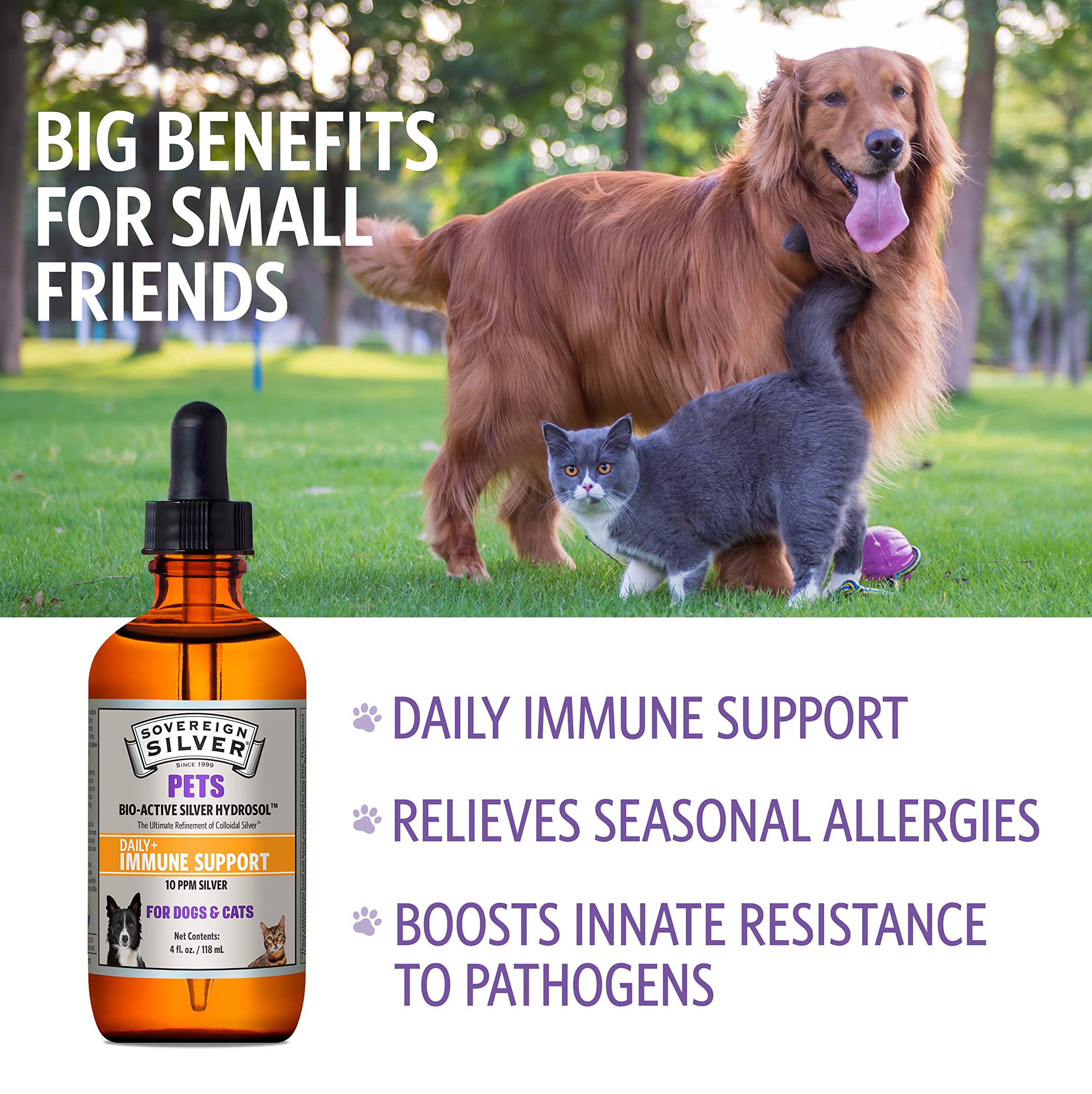 Sovereign Silver Pets dropper for precise dosing and daily immune support.