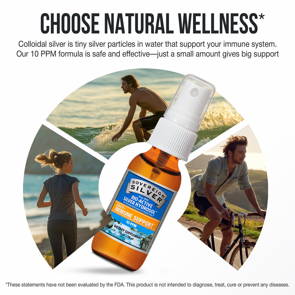 Sovereign Silver vegan and allergen-free label communicates safe, broad compatibility.