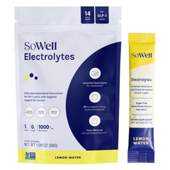 SoWell Electrolytes lemon bottle pour showing quick hydration after workouts