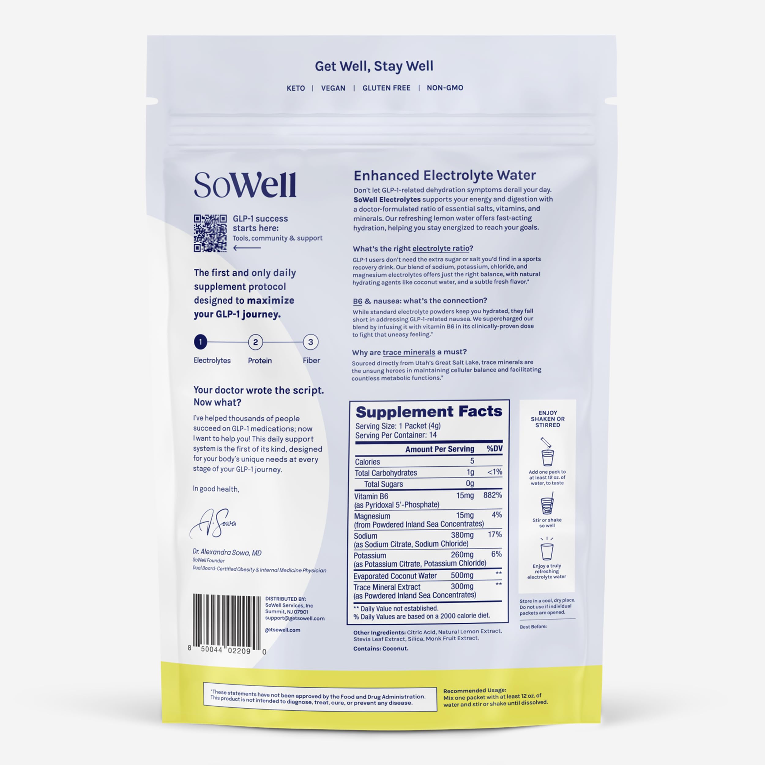 SoWell Electrolytes lemon pack collection illustrating portable hydration on travel days