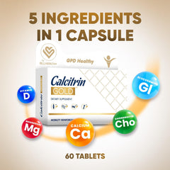 Soy Sano Calcitrin Gold tablets closeup for daily bone and joint care.