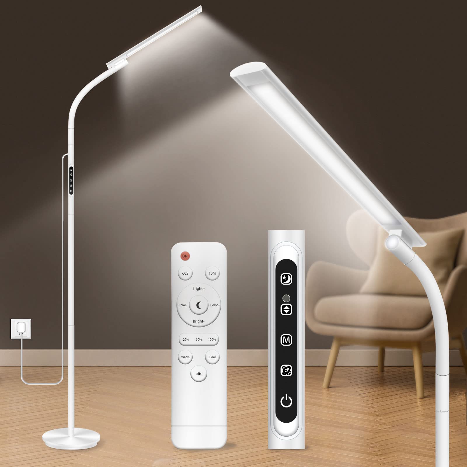 Sozapooty Light Therapy Lamp front view with 10000 lux daylight glow.