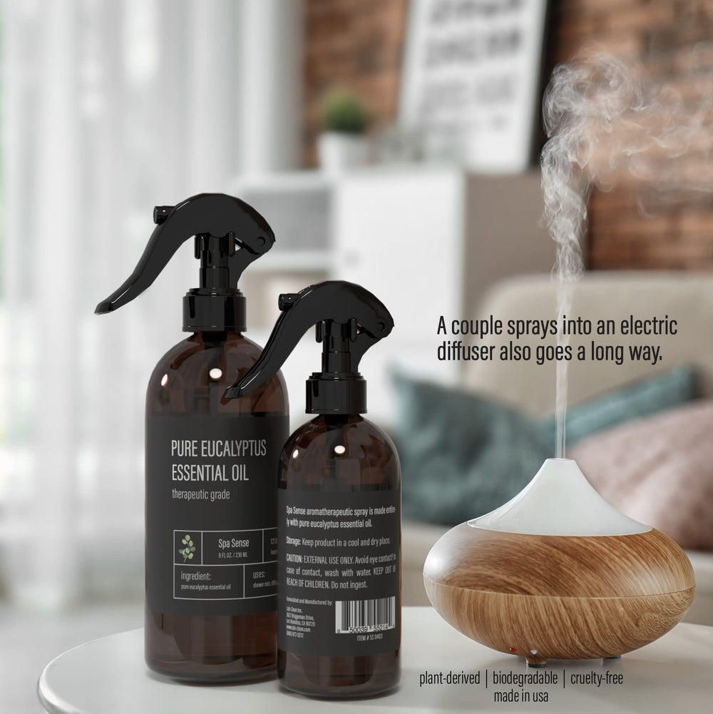 Spa Sense eucalyptus spray supports daily rituals with uplifting energy.