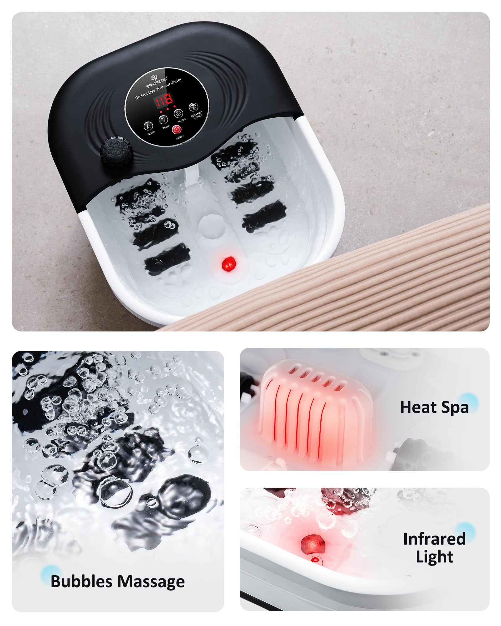 SPA4PIEDS leakproof panel keeps storage tidy and mess-free after use.