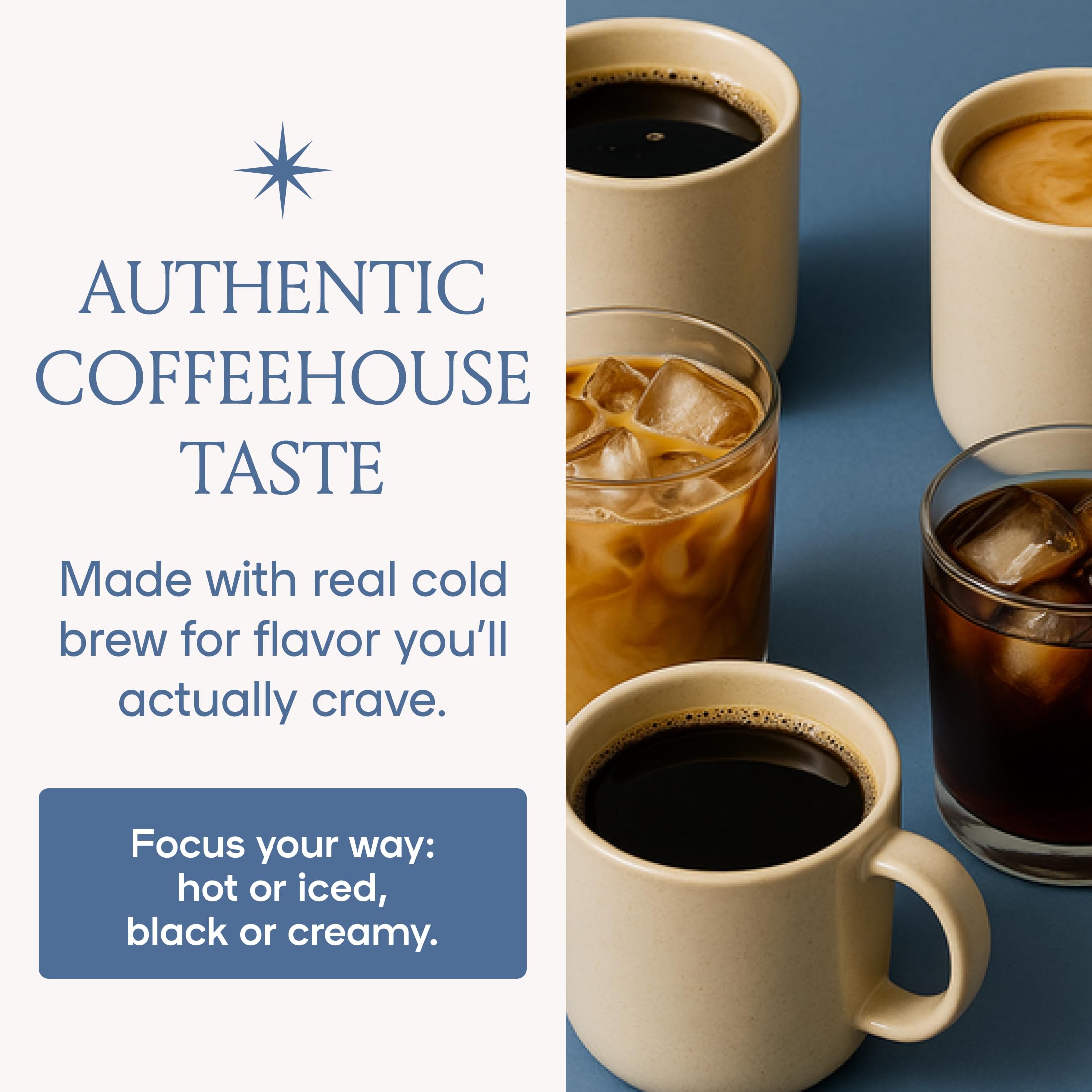 Space and Time Mushroom Coffee hot or iced serving for busy days.