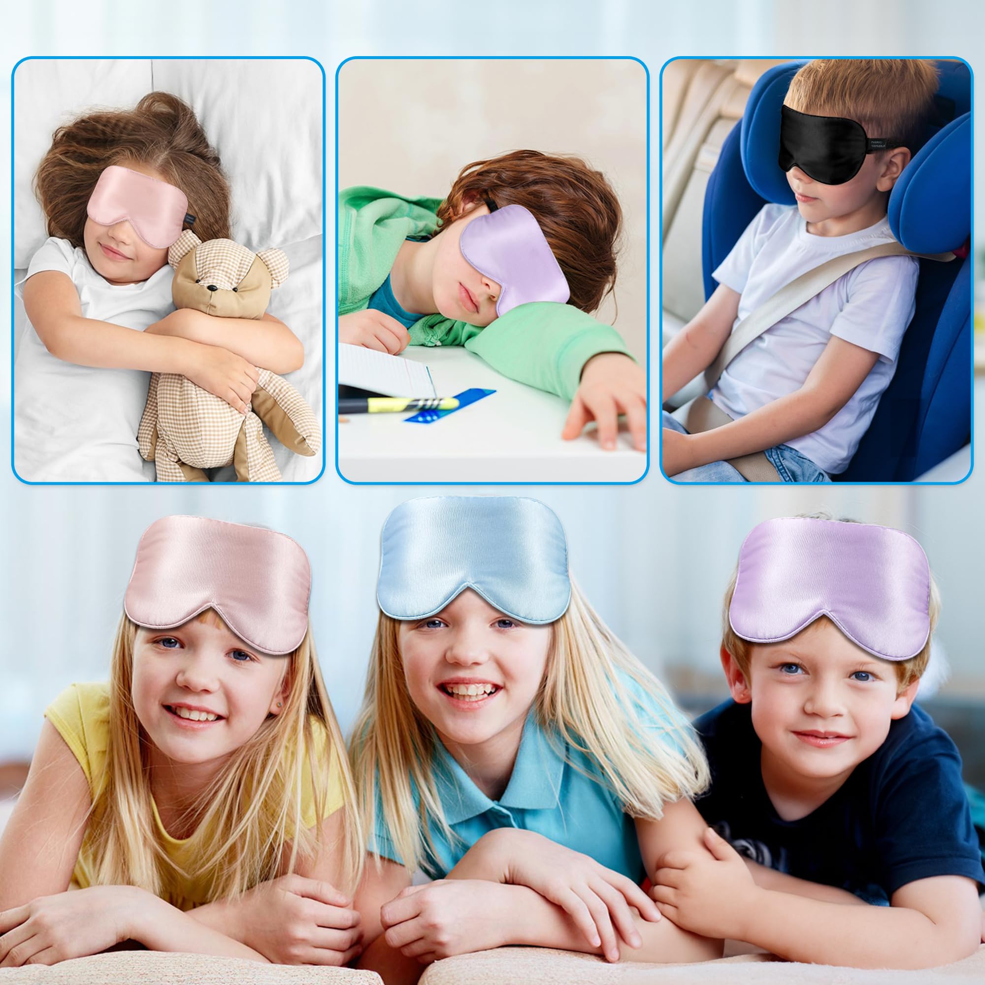 SpacePower 2-Pack Silk Sleep Mask for Kids supports calm rest during travel