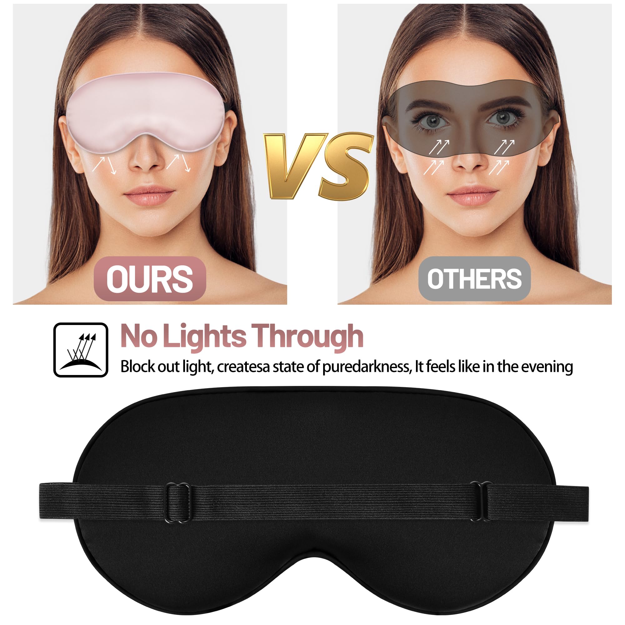 SpacePower mascarilla de seda para viaje y noche, dormir sin interrupciones