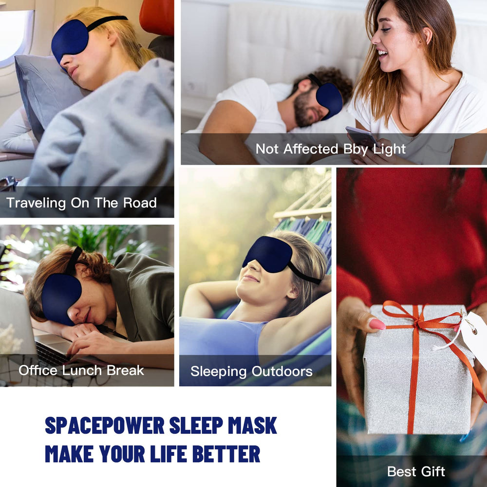 SpacePower Silk Eye Mask light-blocking breathable fabric supports restful moments.