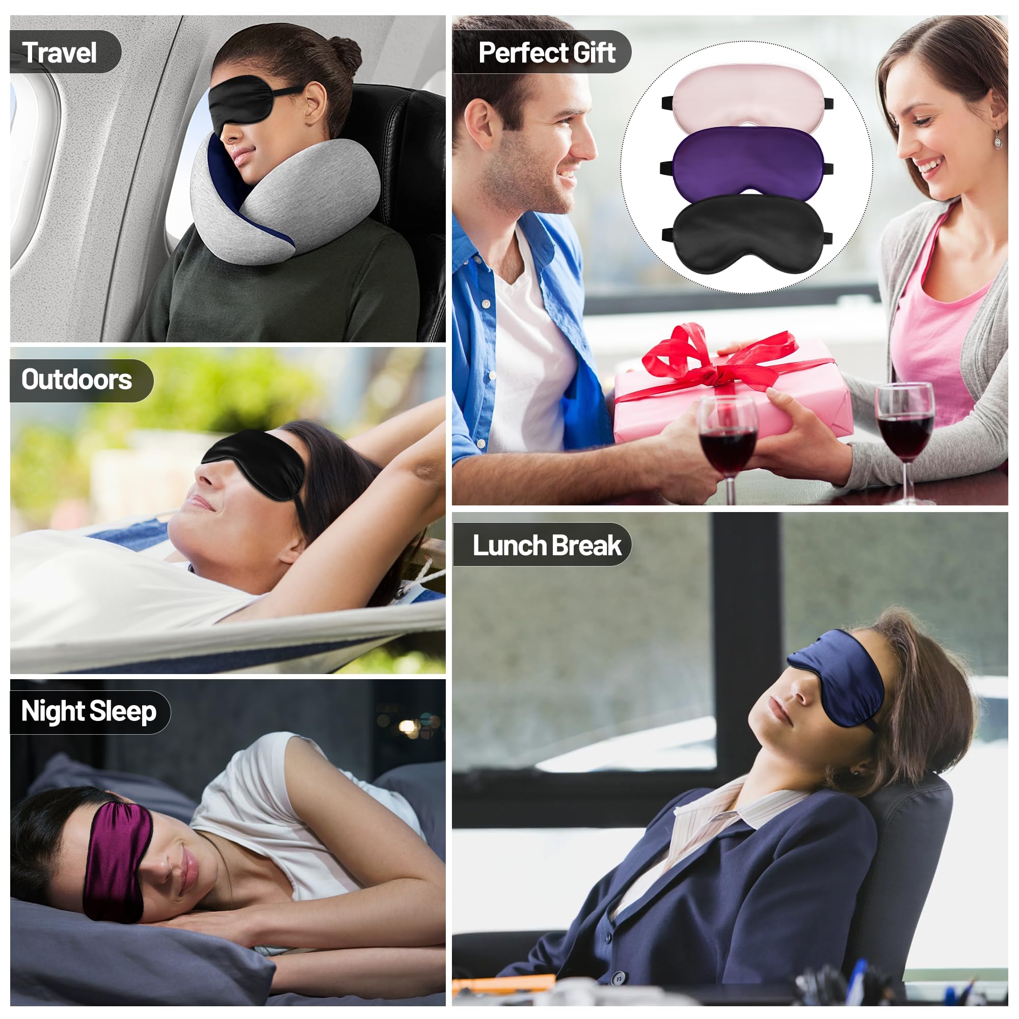 SpacePower Sleep Mask adjustable strap ensures secure fit for all head sizes.