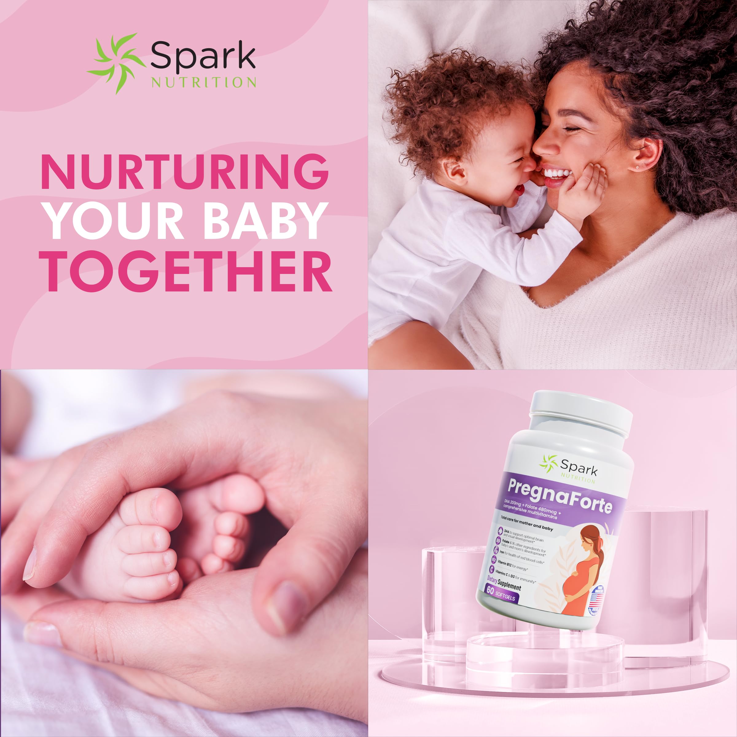 Close-up of Pregnaforte capsules showing convenient one-a-day use