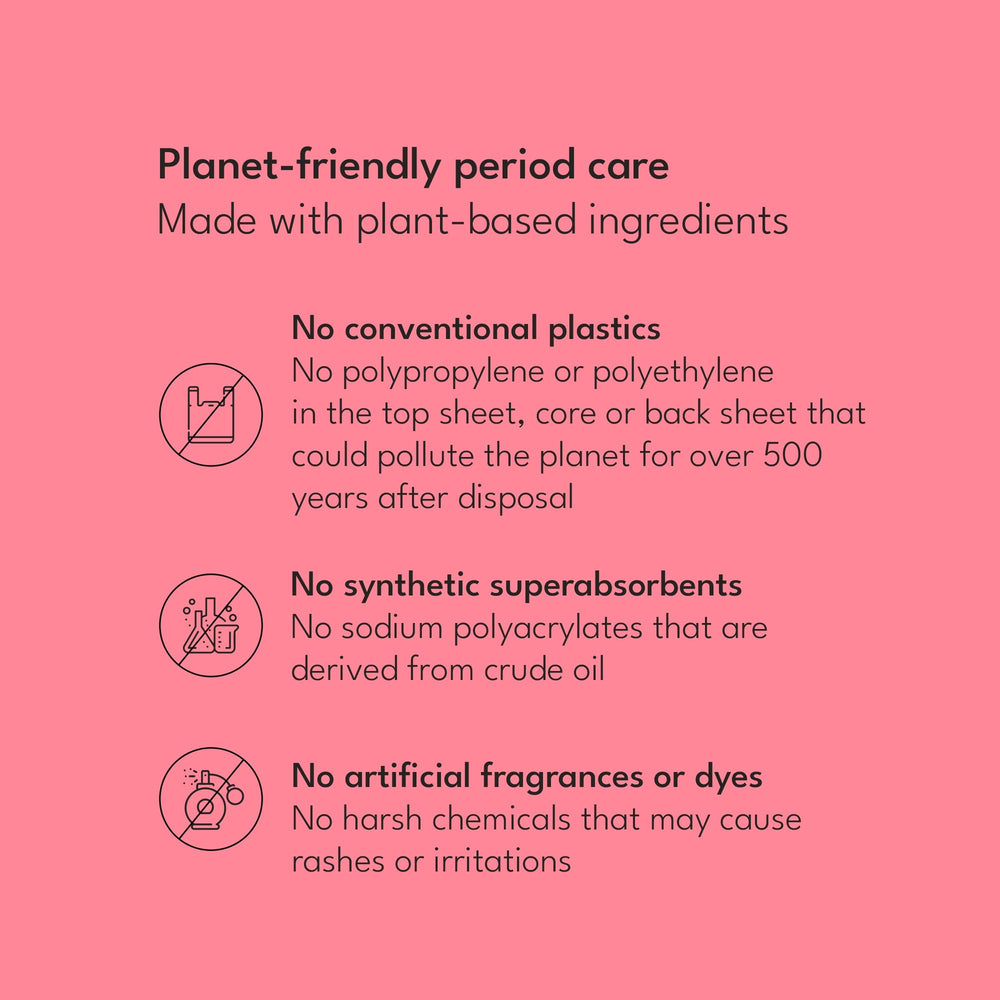 Sparkle pads absorbent-core detail highlights plant-based cellulose and reliable absorption.