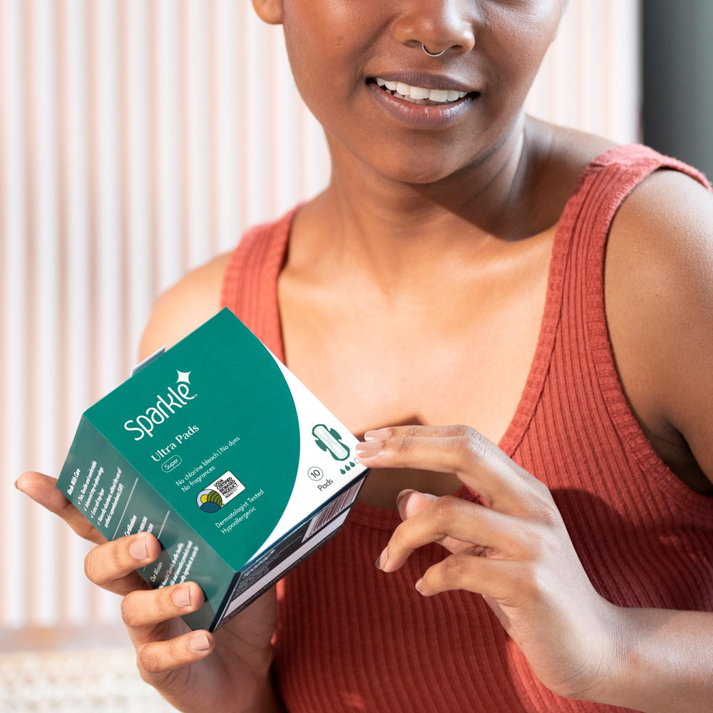Sparkle Ultra Pads dermatologist-tested soft top layer supports sensitive skin.