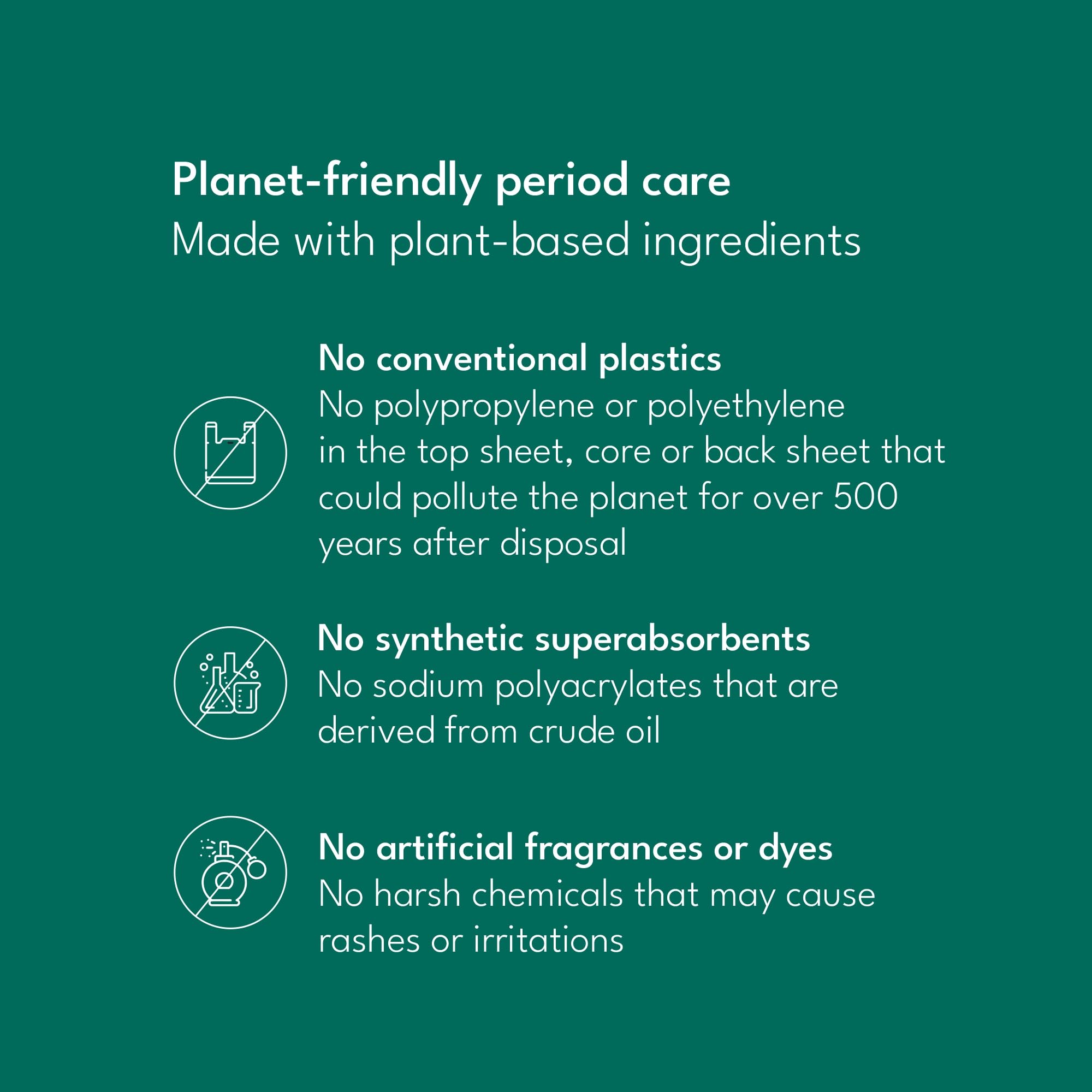 Sparkle Ultra Pads absorbent core made from plant cellulose for protection.