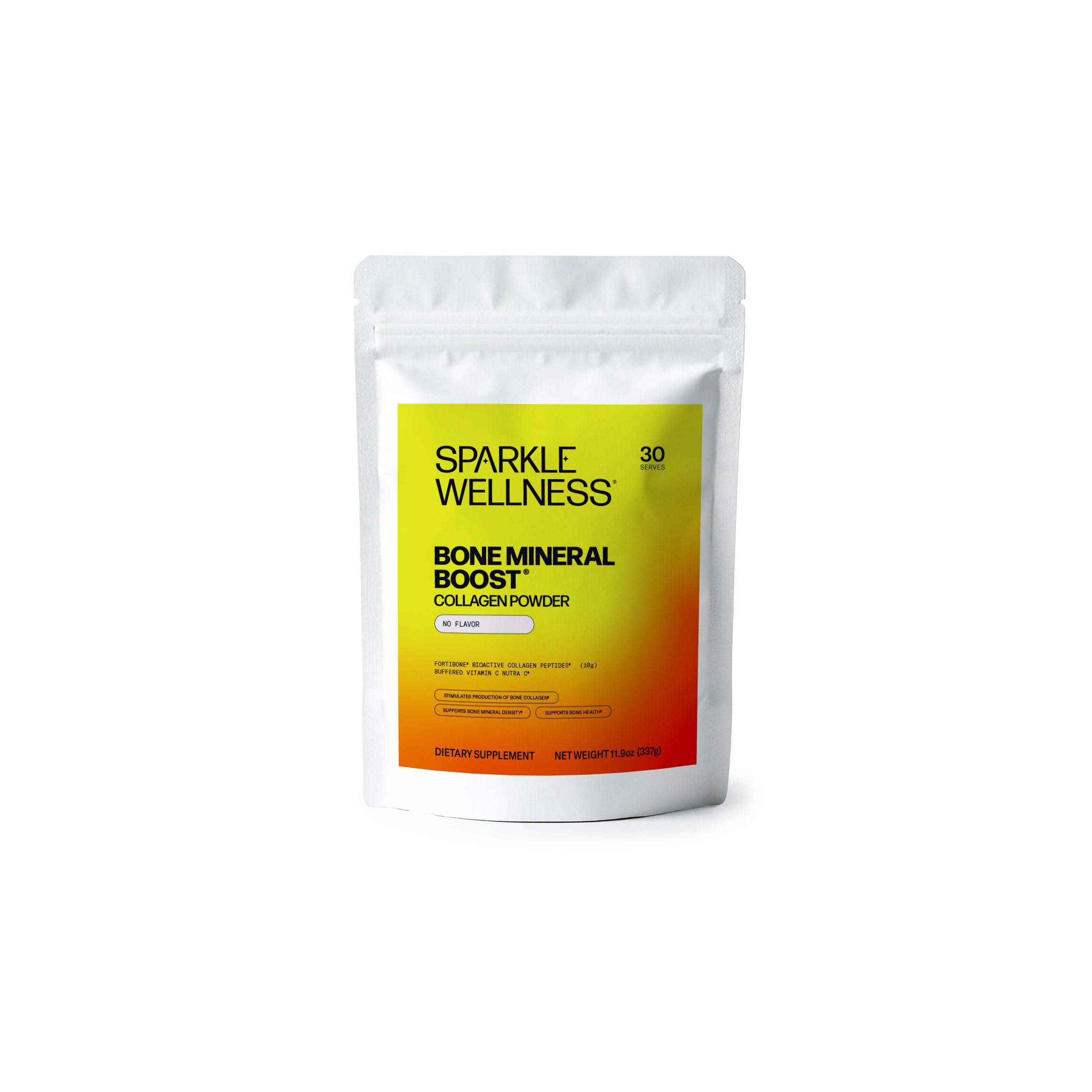 Sparkle Wellness Bone Mineral Boost No Flavor powder scoop in water for daily bone support.