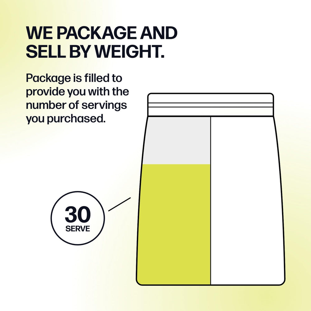 Measuring scoop beside the tub implies precise, consistent dosage habits