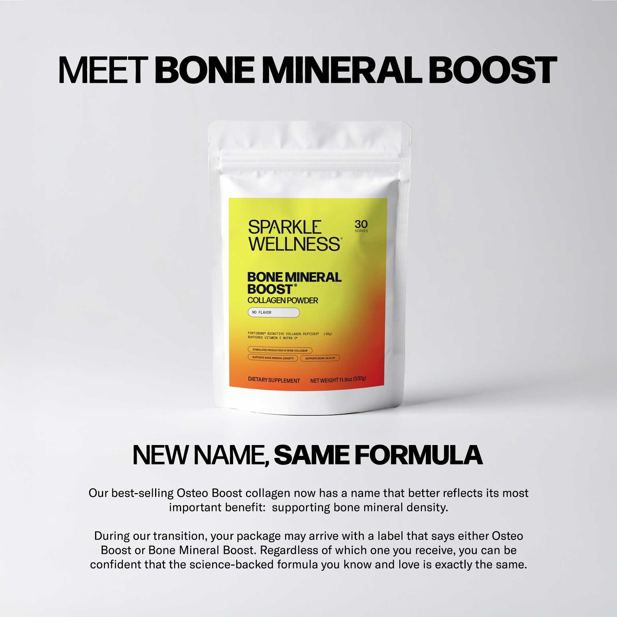 Sparkle Wellness No Flavor powder stirred into yogurt for easy bone-supporting nutrition.