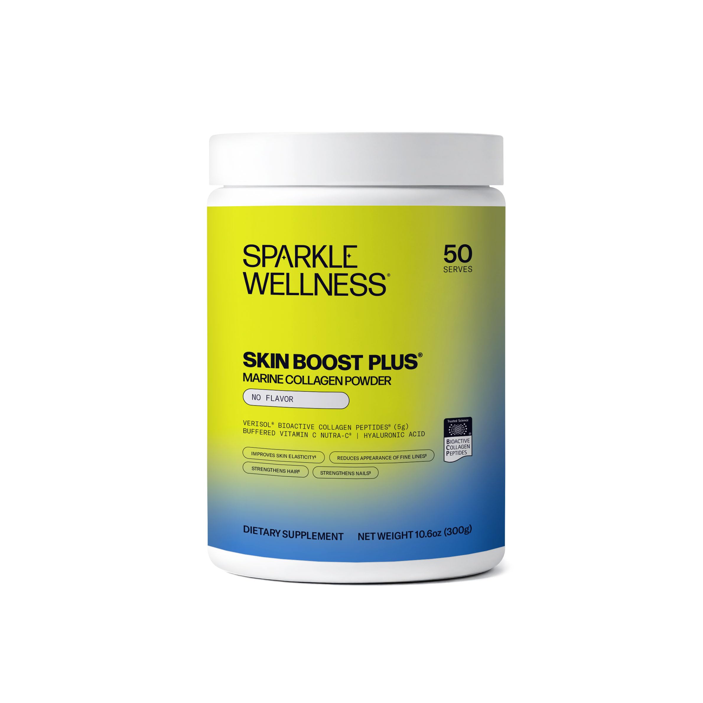 Sparkle Wellness Skin Boost Plus bottle for easy daily collagen support