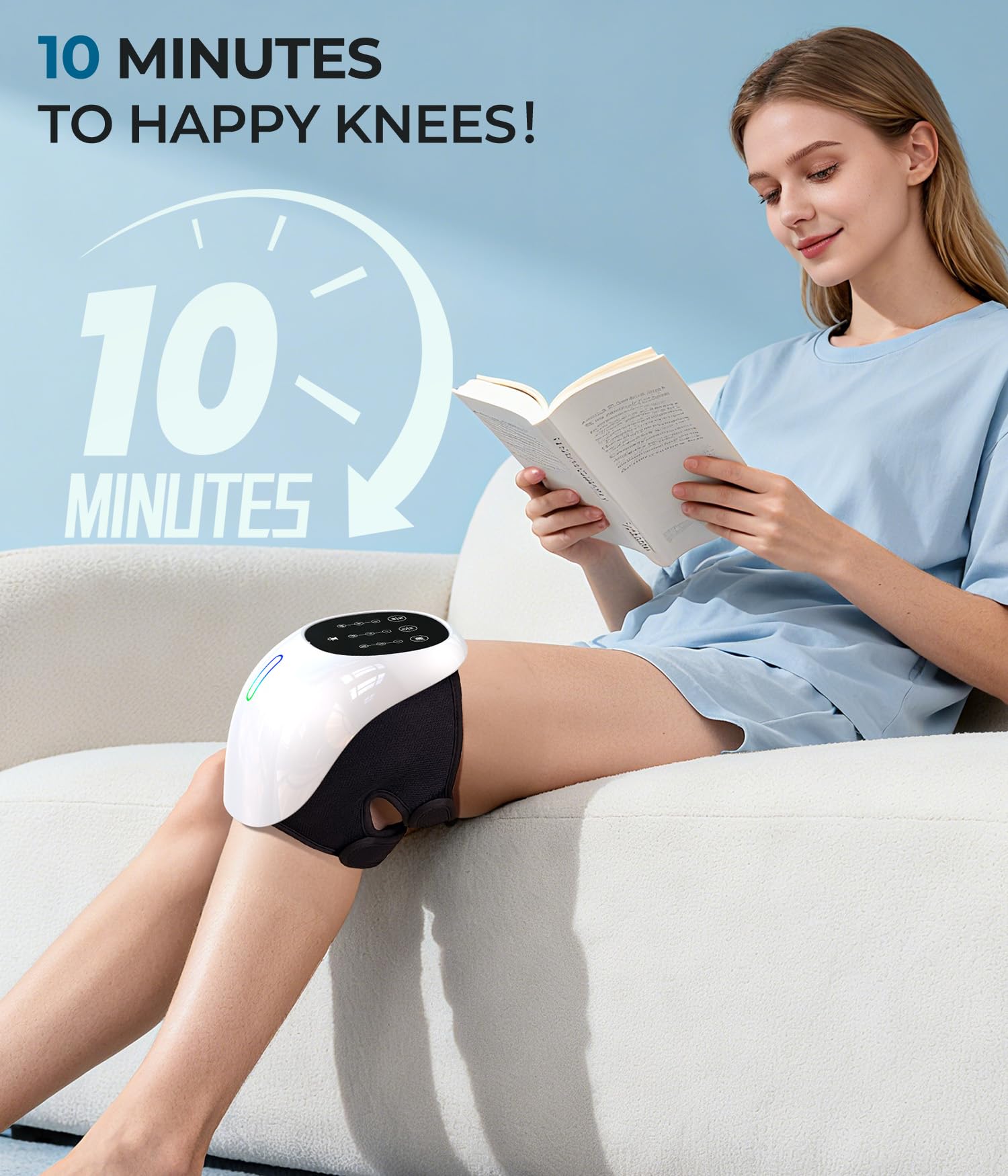 SPATOES knee massager demonstrates long life battery for on the go use
