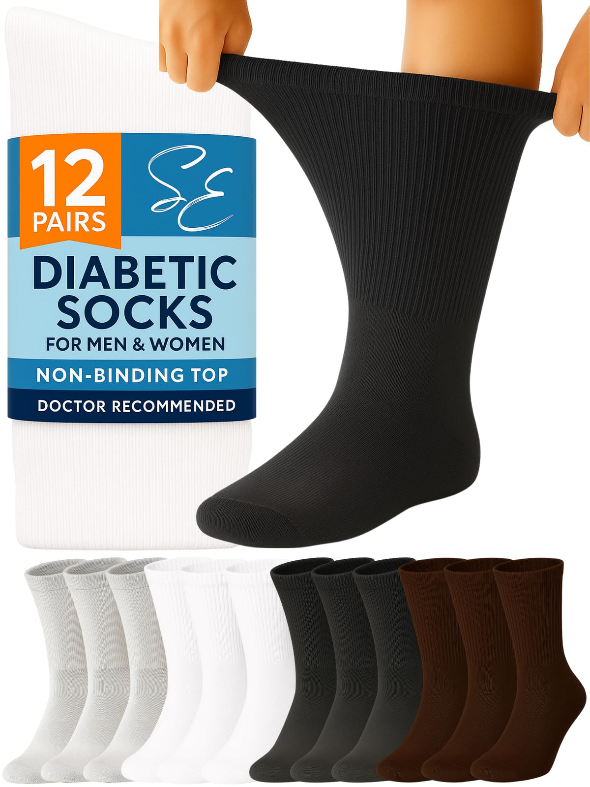 Special Essentials diabetic socks 12-pair pack for all-day comfort.