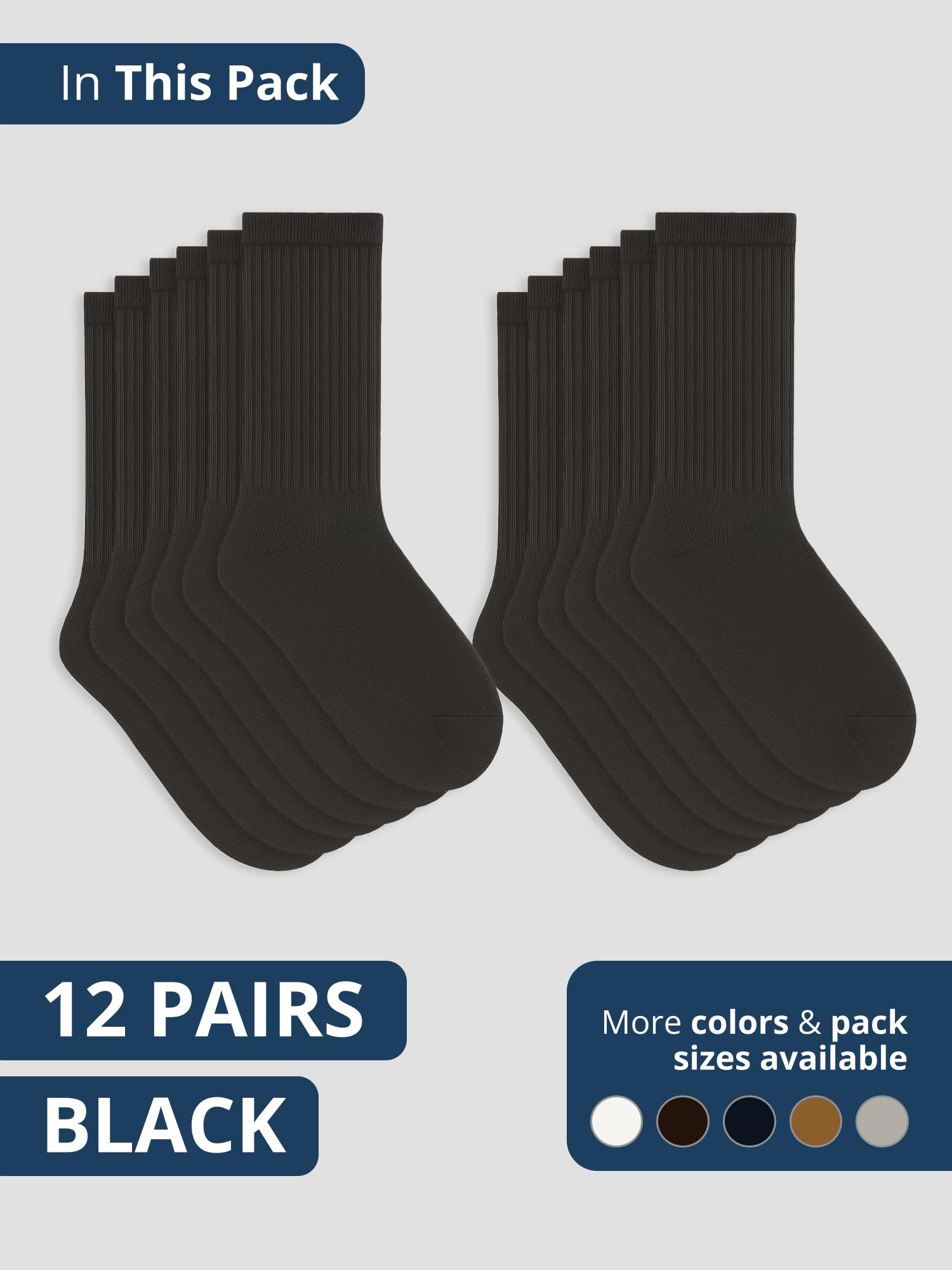 Special Essentials black crew socks, versatile color pack for everyday use.