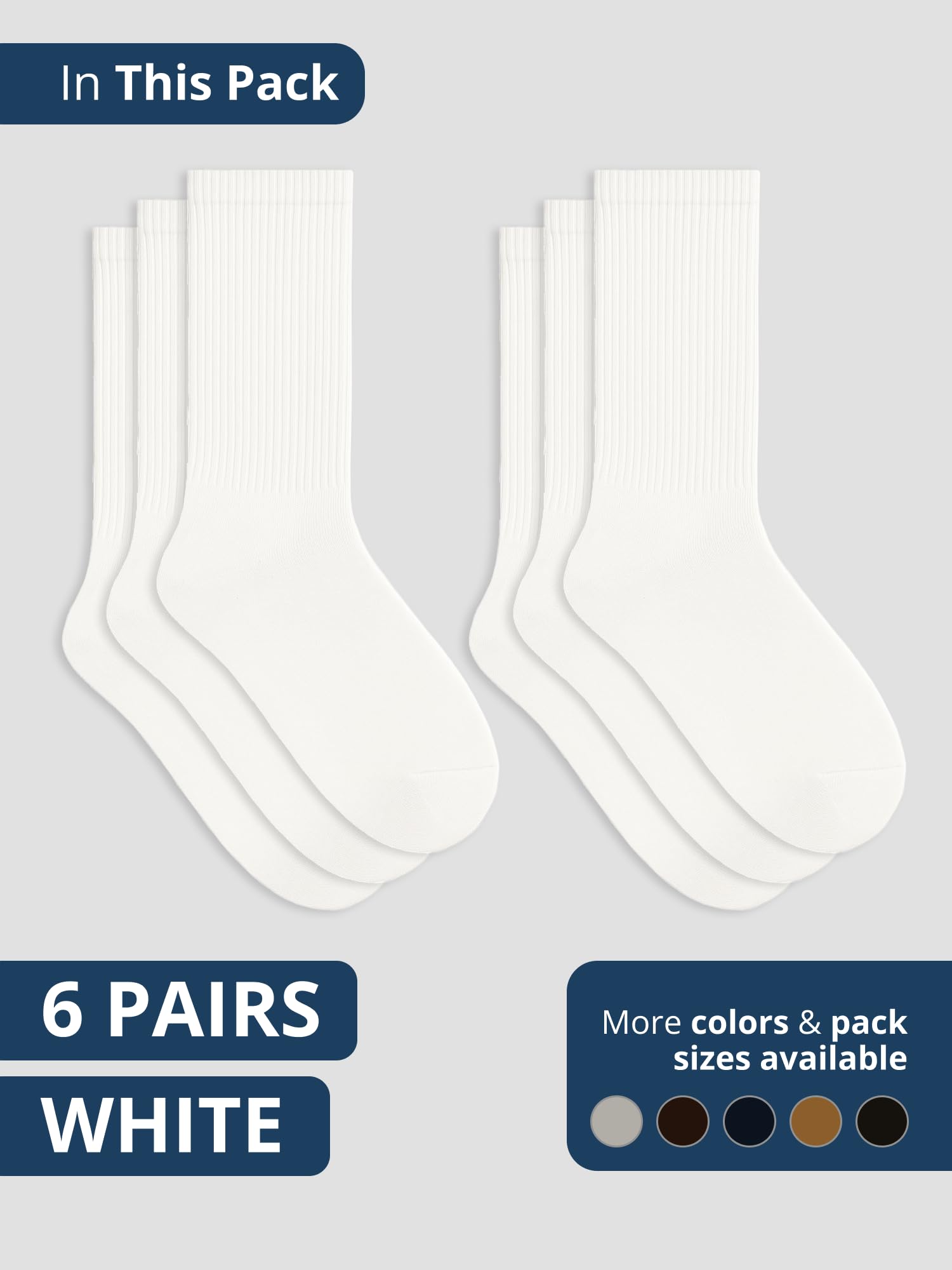 Special Essentials flat lay of white diabetic socks emphasizes gentle stretch for edema-friendly wear.