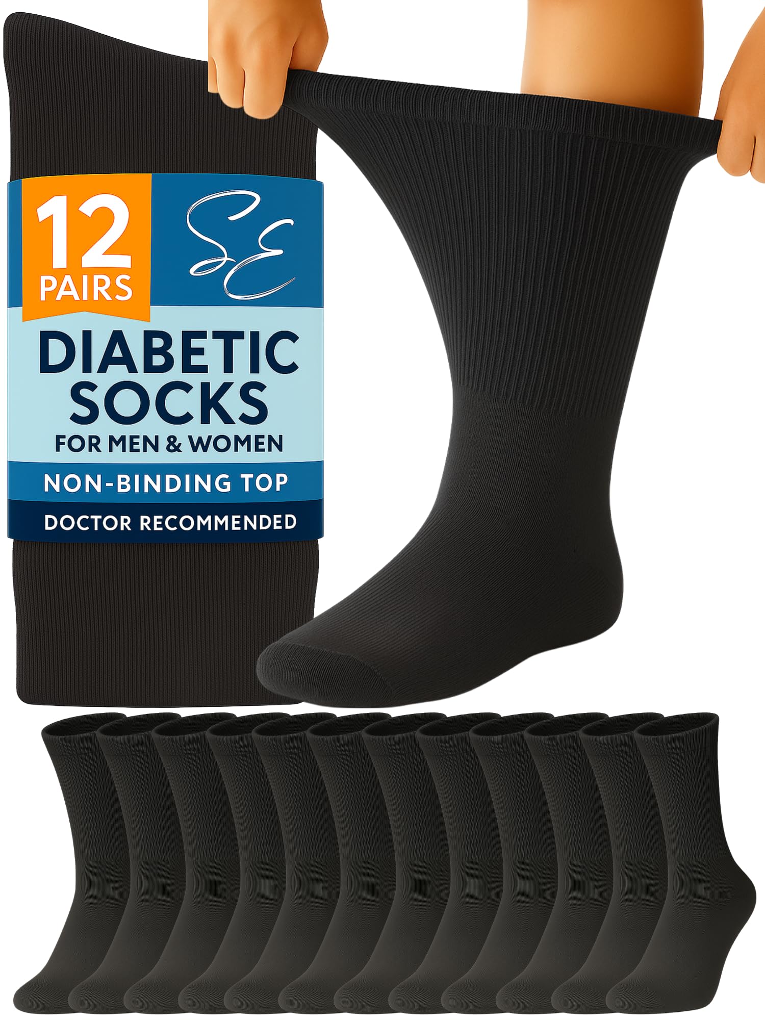 Special Essentials diabetic socks with extra-wide top for gentle, non-binding comfort.