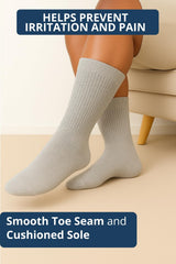 Special Essentials diabetic socks gray crew on foot demonstrates all-day comfort.