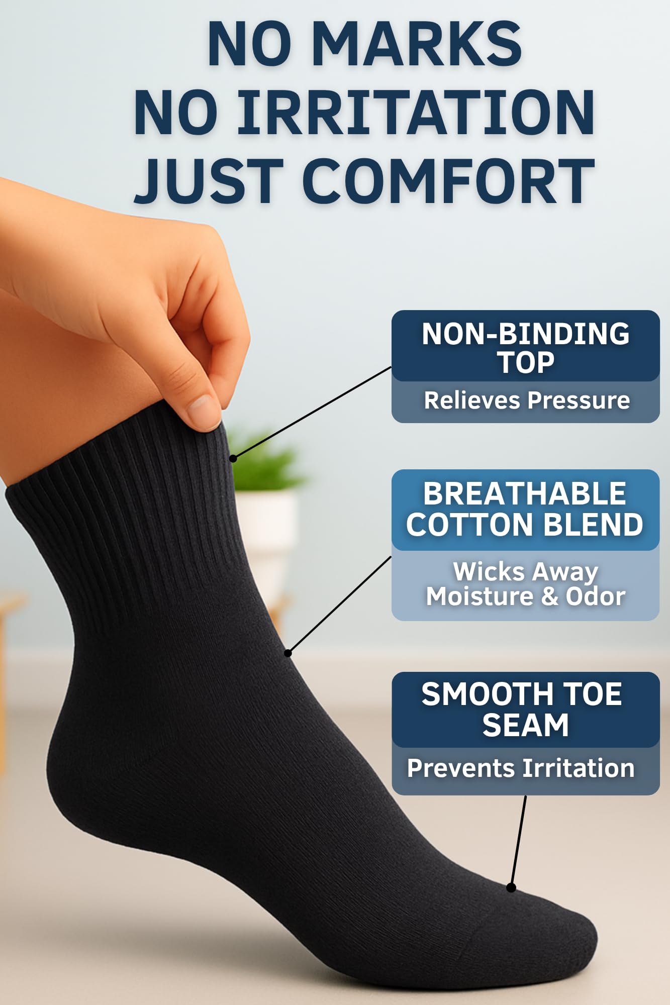 Special Essentials packaging featuring 12 pairs for diabetic foot care and easy care