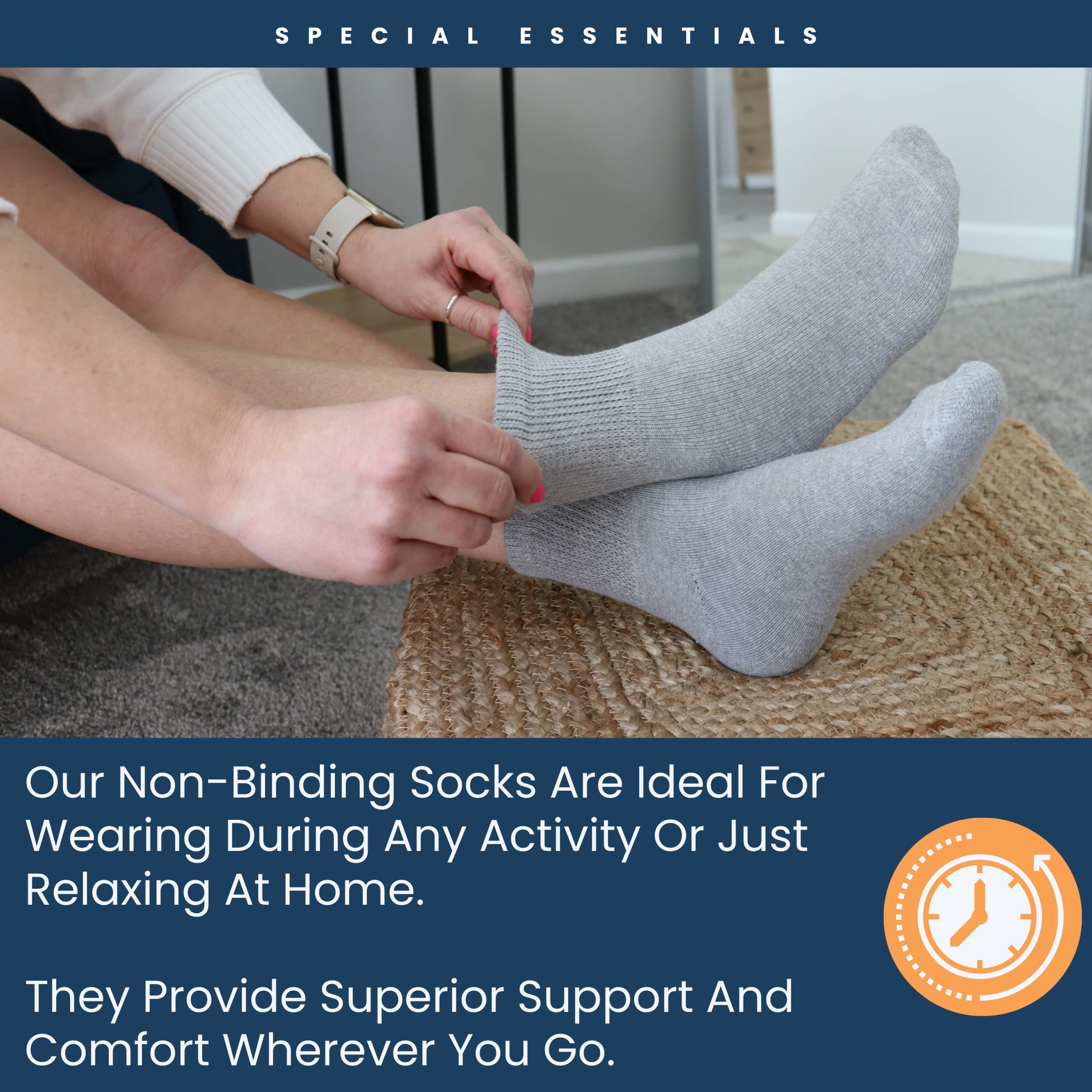 Special Essentials seamless toe construction minimizes irritation during daily wear.