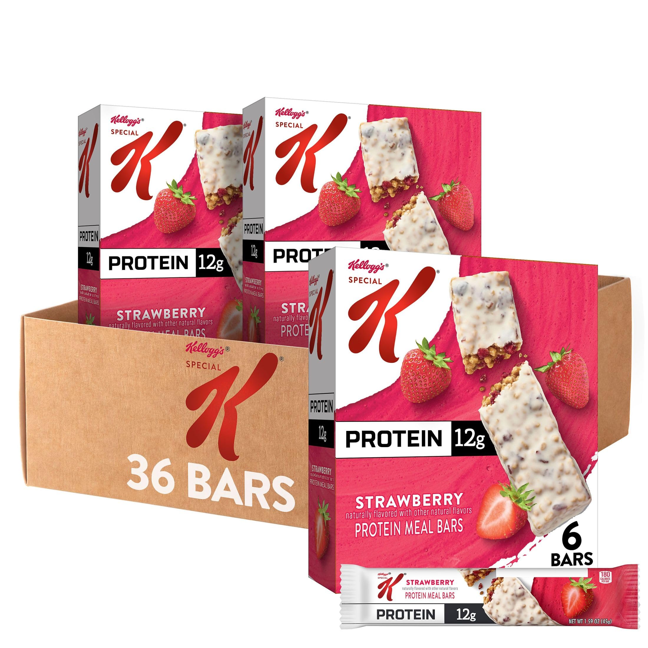 Special K Protein Bar Strawberry with crispy texture close-up, ideal afternoon snack for protein boost.