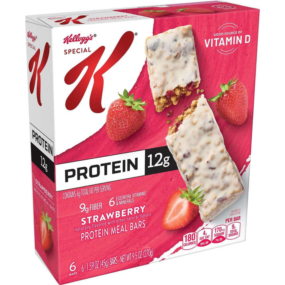 Special K Protein Bar Strawberry nutrition label visible, with protein and minerals.