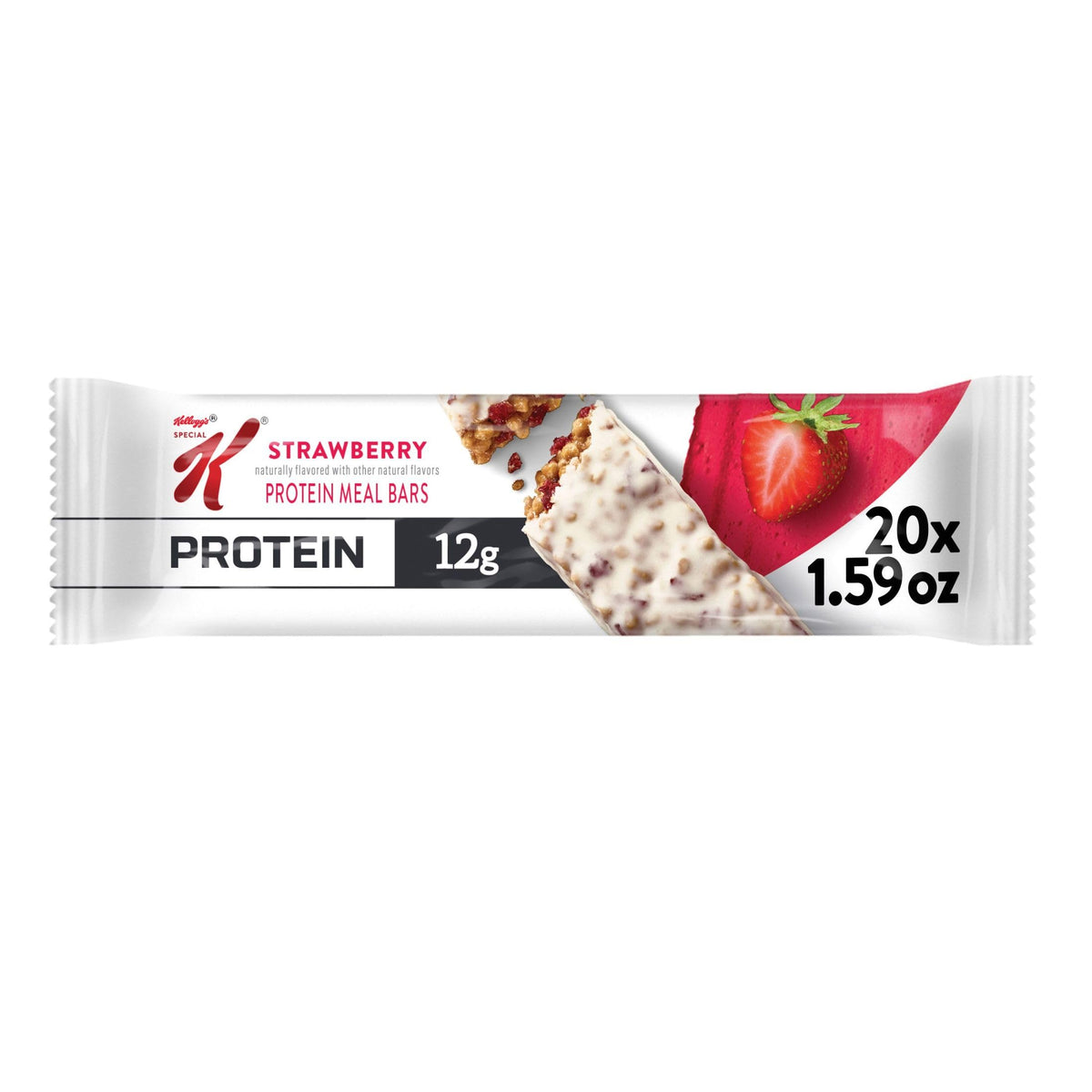 Special K Strawberry Protein Bar with creamy coating and berry pieces for quick energy.