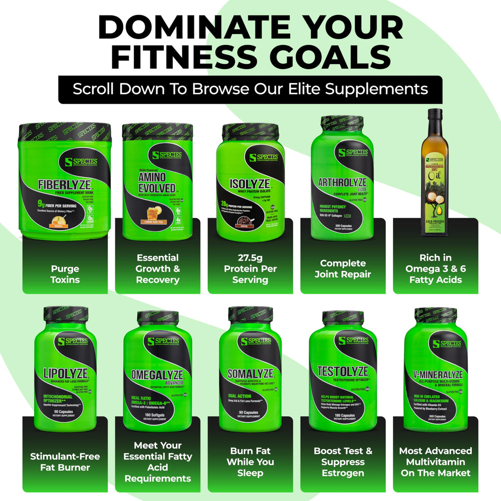 Species Nutrition Testolyze packaging on shelf ideal for bodybuilding routines.