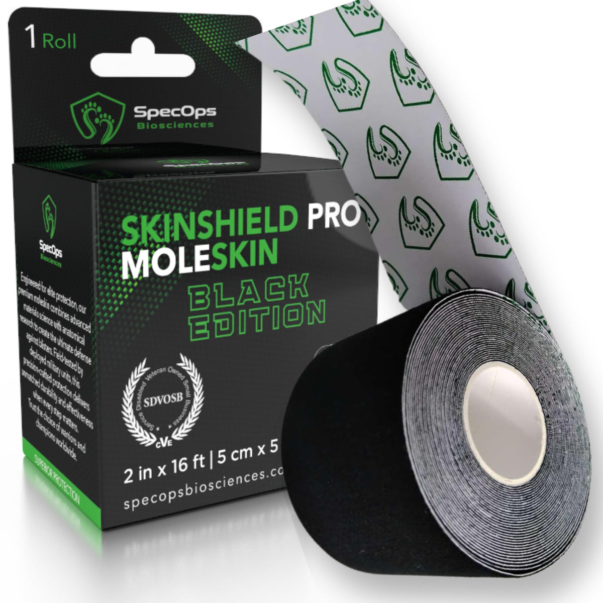 SpecOps Biosciences thin athletic moleskin interface patch for blister prevention during intense workouts.