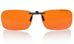 Spectra479 blue light clip-on glasses front view, lightweight design reduces eyestrain during long screens.