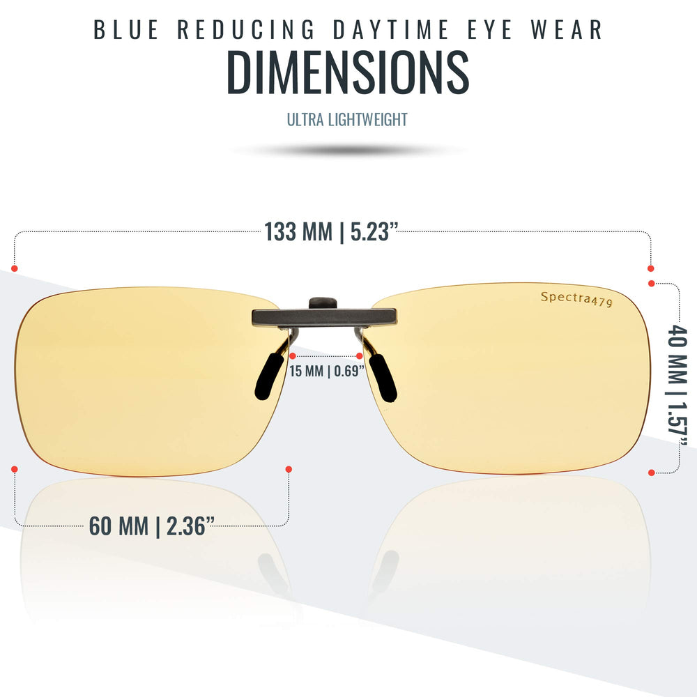 Spectra479 ultralight durable clip-on design protects eyes during screen time