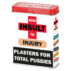 Spencer & Fleetwood plasters tin close-up, quirky kit for humorous repairs and on-the-go moments.
