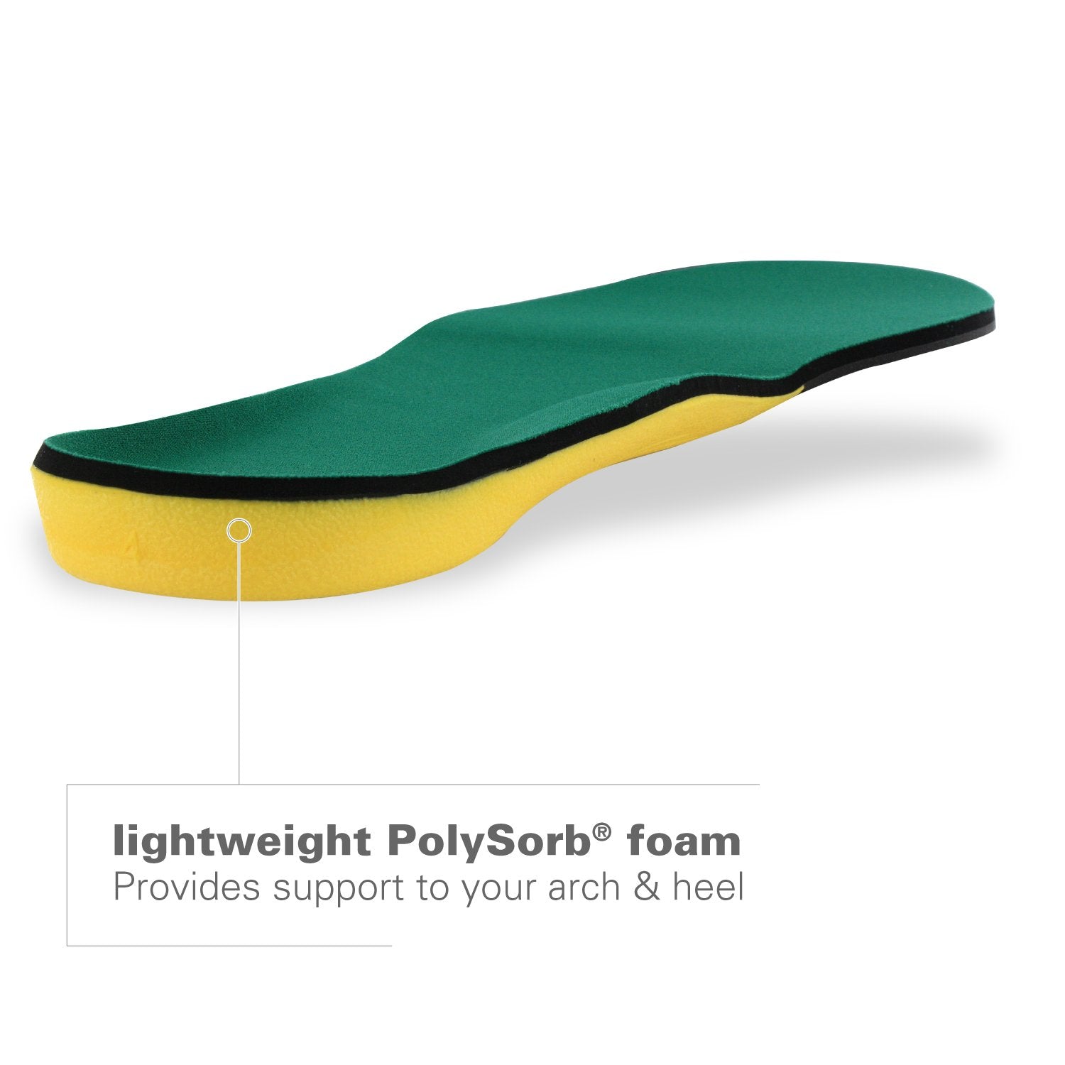 Forefoot cushioning on Spenco Polysorb Cross Trainer for energy return during runs.