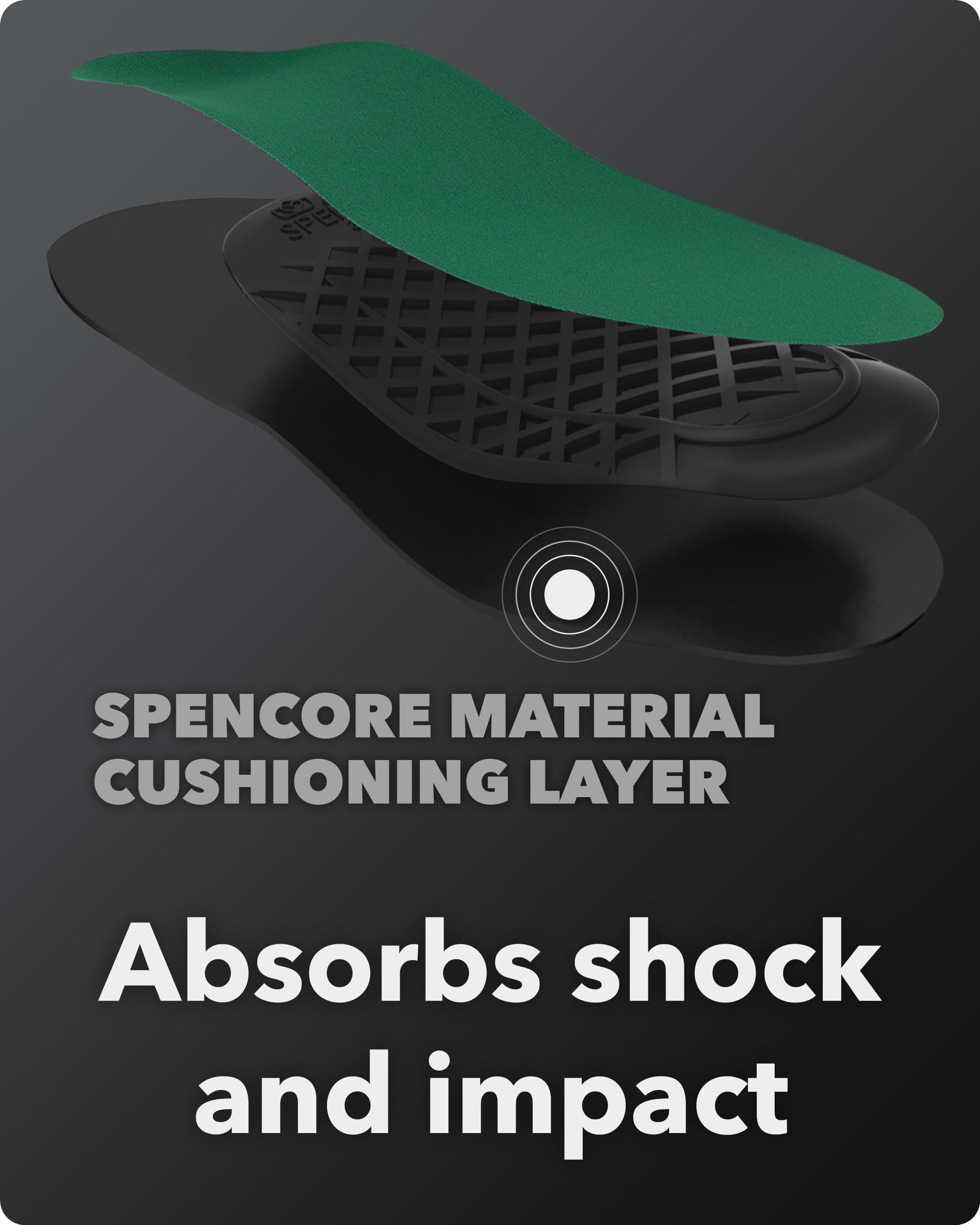 Spenco Rx deep heel cup stabilizing the foot strike during activity