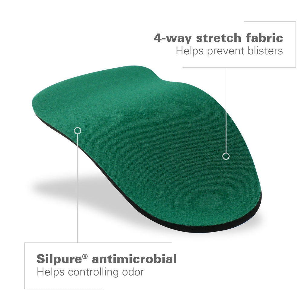 Spenco Rx moldable insert provides flexible arch support for better foot control.