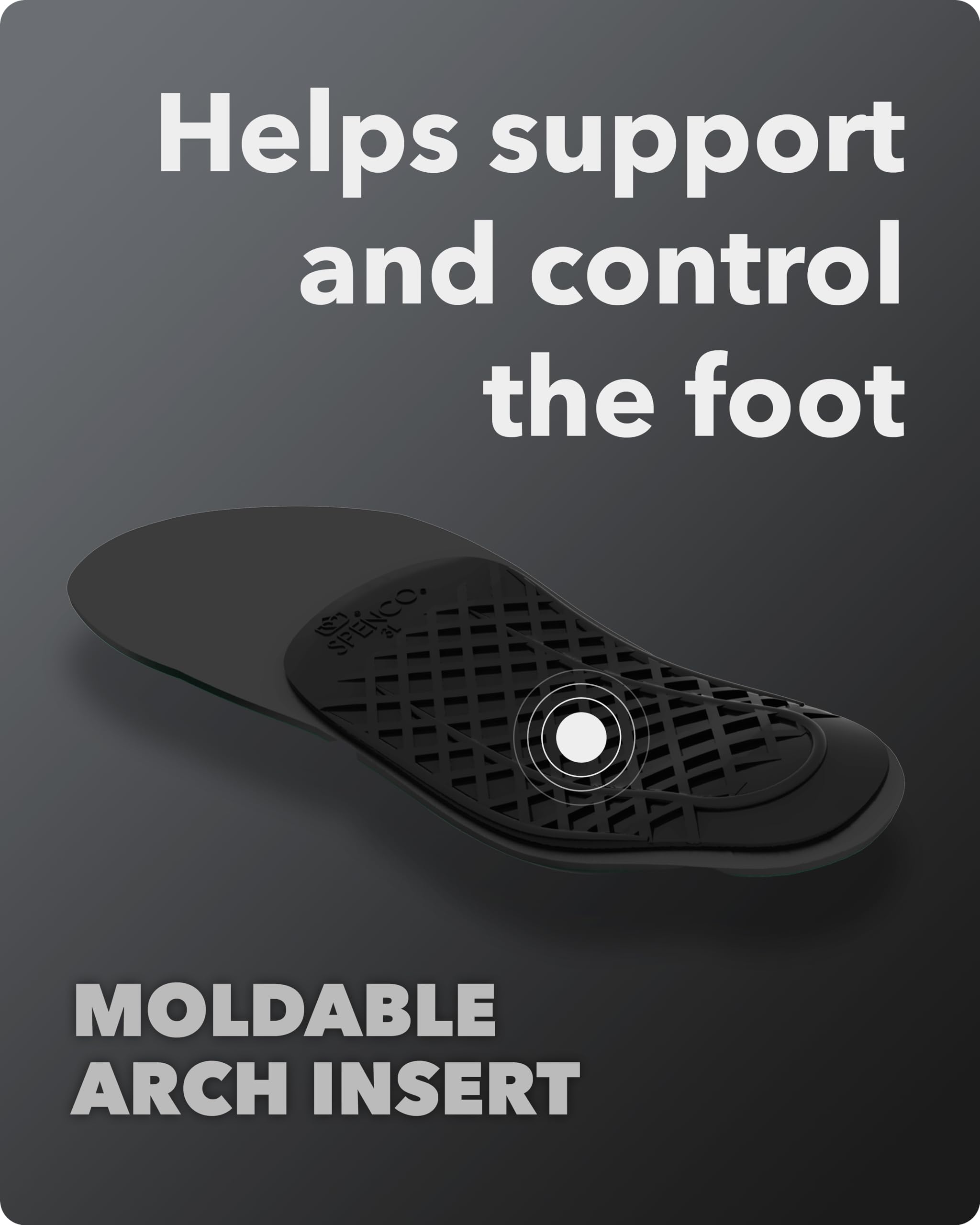 Spenco Rx SpenCore cushioning layer visible underfoot, absorbing impact