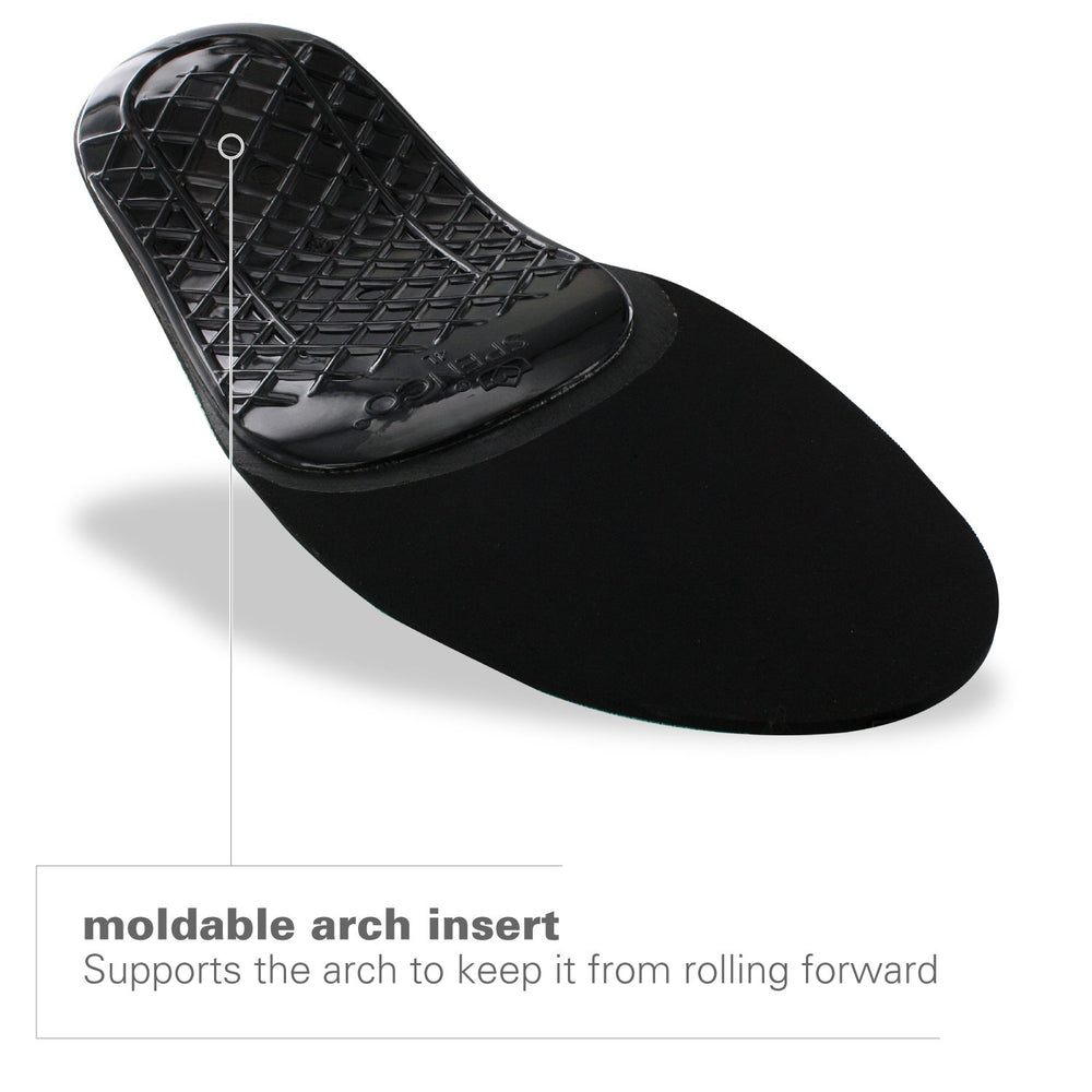 Spencore cushioning layer softens impact for smoother steps.