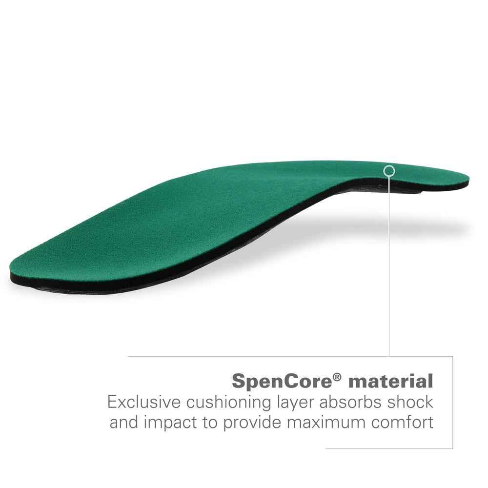 Spenco Rx Thinsole uses Spencore cushioning to absorb shock for flat arches.