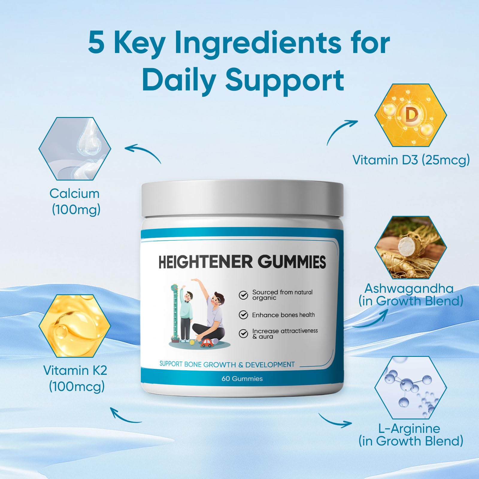 SPEORARY Heightener Gummies packaging box highlights nutrient formula